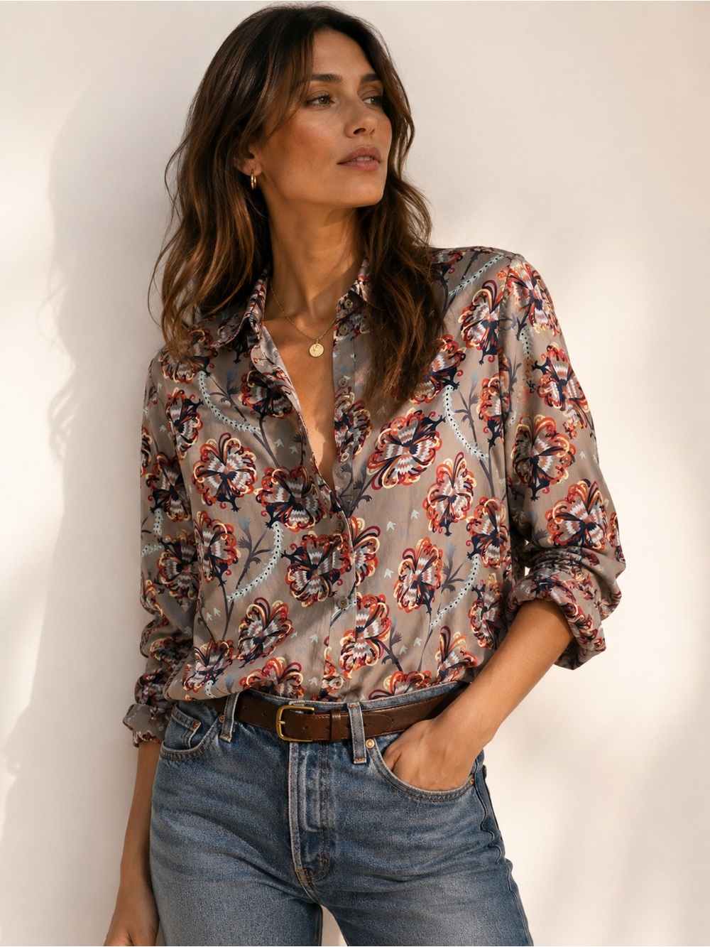 Brooks Brothers Tailored Fit Floral Print Cotton Shirt | US 10
